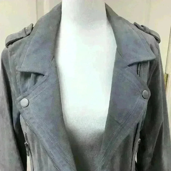 BLANKNYC Cloud Grey Suede Moto Jacket - Picture 13 of 15